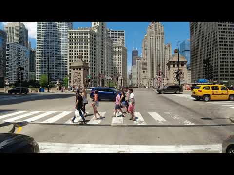 Driving In Downtown Chicago Northbound From Columbus Dr To Michigan Ave - 4K