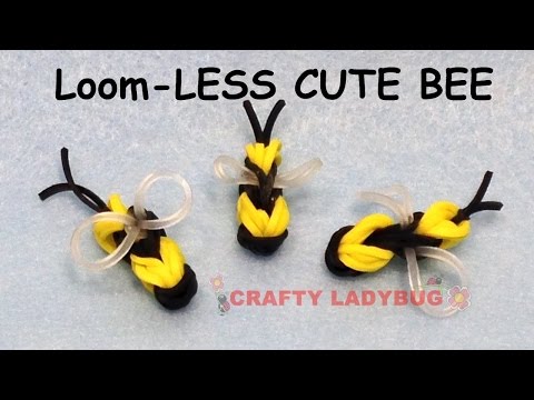 NEW Rainbow Loom-LESS CUTE BEE EASY Charm Tutorials by Crafty Ladybug /How to DIY