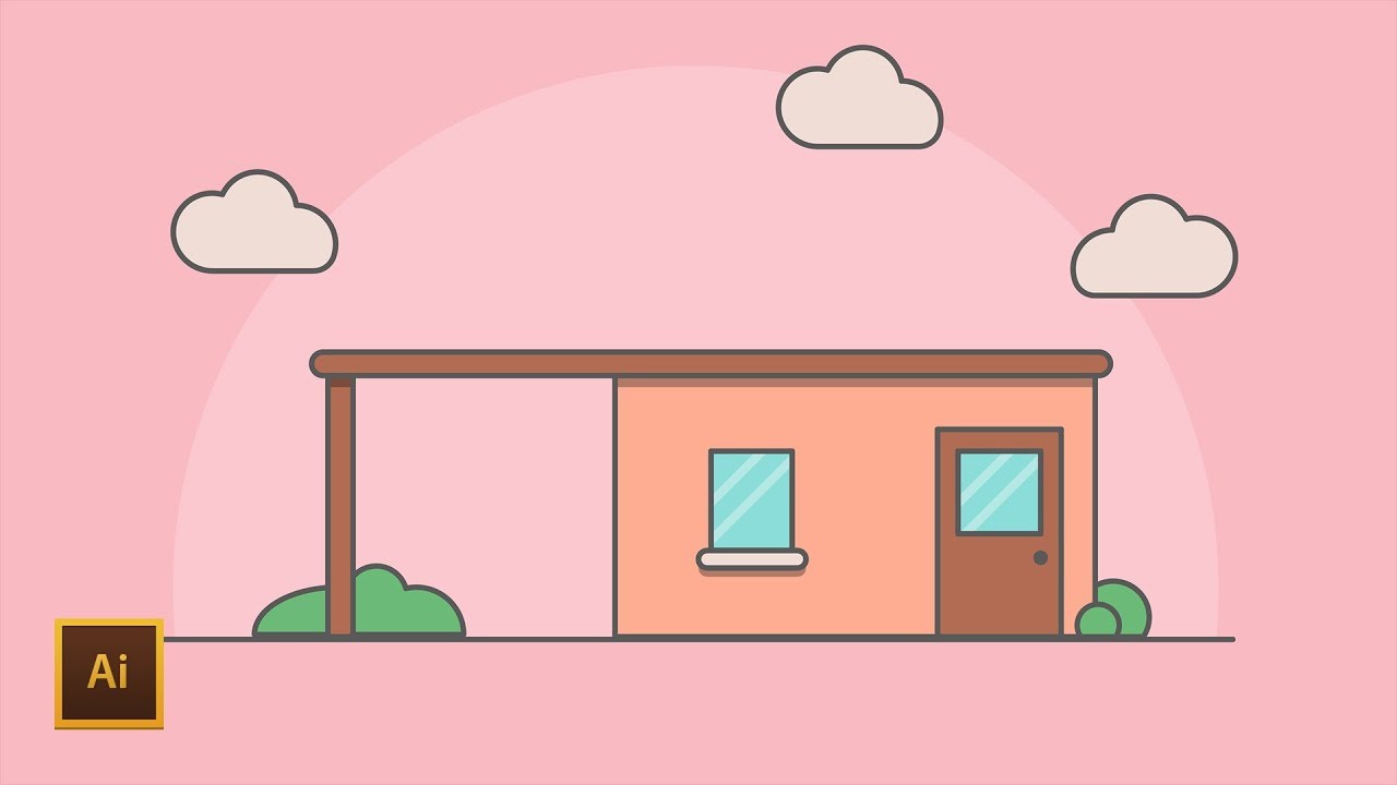 Illustrator Tutorial: Simple House (Illustrator Flat Design)