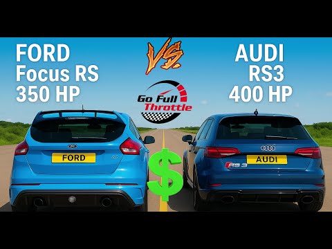$38K Focus RS 350 HP vs $49K Audi RS3 400 HP 🚀 AWD Hatch Showdown – 0–250 km/h Battle!