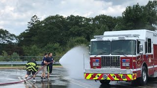 Allamuchy Firefighters spraying down Budd Lake’s new rescue truck