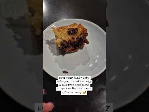 Egg and Nut Free Chocolate Chip Cake #baking #chocolatechipcake #kindergarten