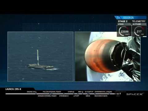 НАСА опубликовала видео взлета и посадки первой ступени ракеты SpaceX на платформу в океане