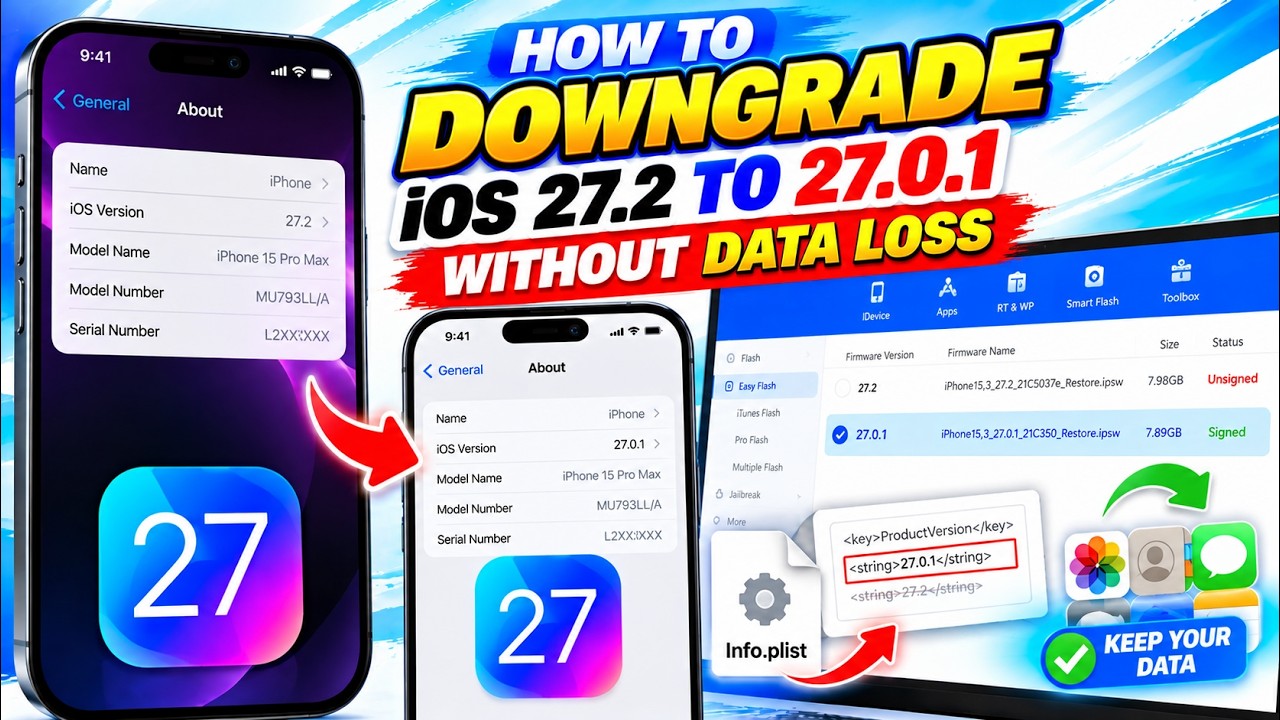 How to Downgrade iOS 27.2 to 27.0.1 Without Data Loss