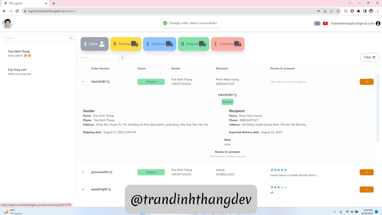 Demo Logistics App | React JS, Node JS/Express JS, Firebase, MongoDB