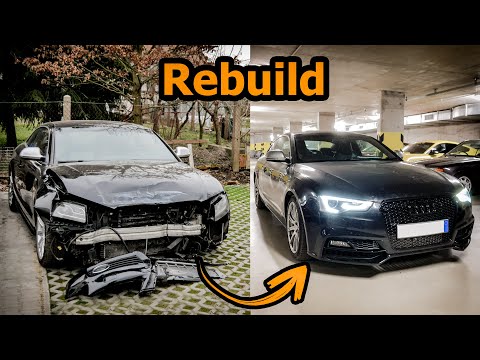 Rebuilding totaled $5000 Audi S5 V8 in 9 minutes