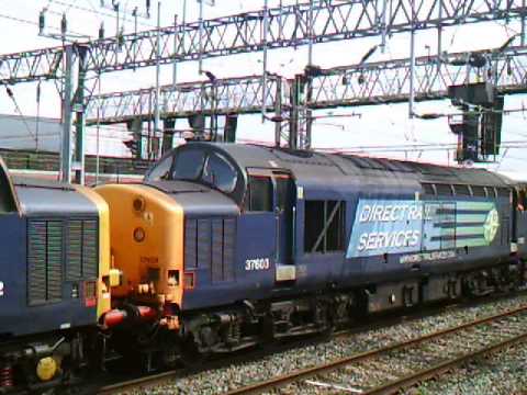 *Unusual* 37603+37602 working Sellafield B.N.F - Crewe Coal Sidings (DRS) pass Crewe 31/05/2014