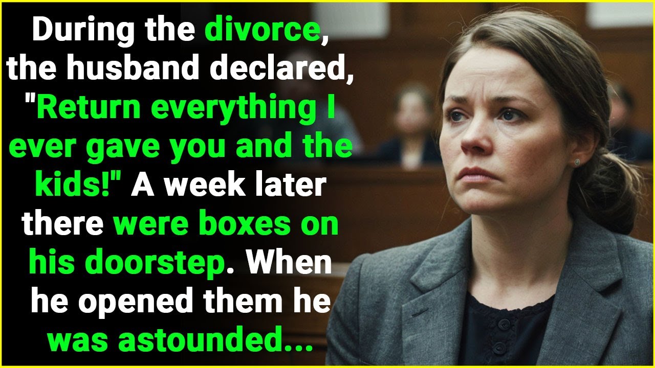 During the divorce, the husband said, "Return everything I ever gave you and the kids!" A week later