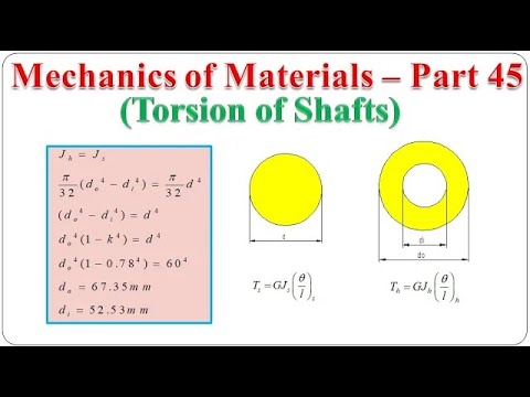 Mechanics of Materials-Part 45 (Torsion-Examples on shaft replacement) | BME301
