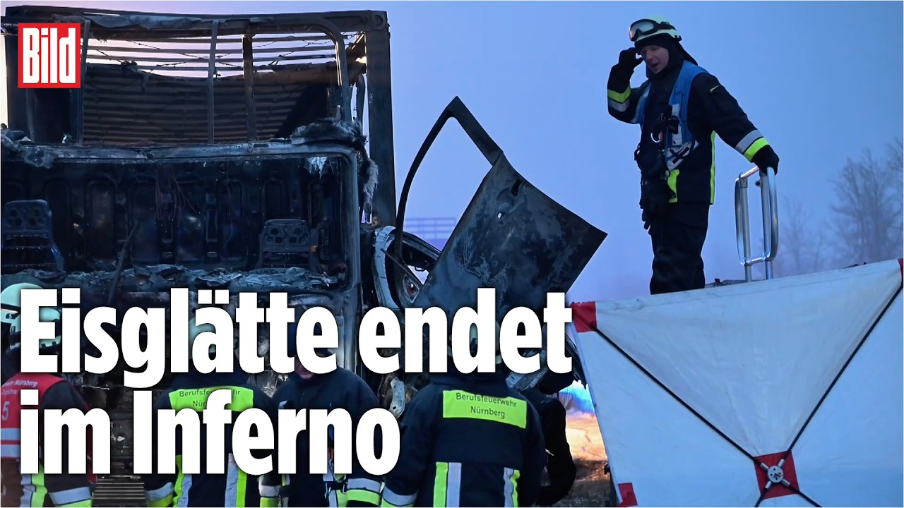 TODES-DRAMA AUF DER A6: Pkw und Lkw gehen in Flammen auf – Autobahn komplett gesperrt