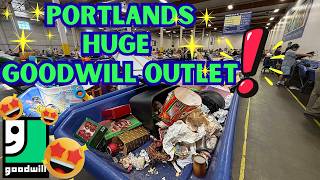 HUGE 💥CHAOTIC💥 Portland Goodwill OUTLET! Thrift With ME! Digging through 100's of BINS! +HAUL