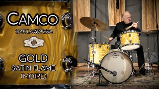 Video thumbnail for 60s CAMCO Oak Lawn Era Drum Kit & Snare Drum - Gold Satin Flame (Moire) by Steve Maxwell Drums