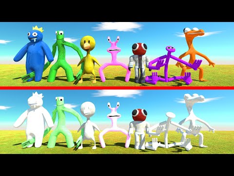 Rainbow Friends VS Rainbow Friends White - Animal Revolt Battle Simulator