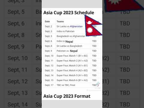 Nepal Asia cup 2023 Schedule #cricket #ipl #asiacup#nepal