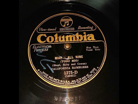 "Mine All Mine" by California Ramblers on Columbia Viva Tonal (Wurlitzer Phonograph)