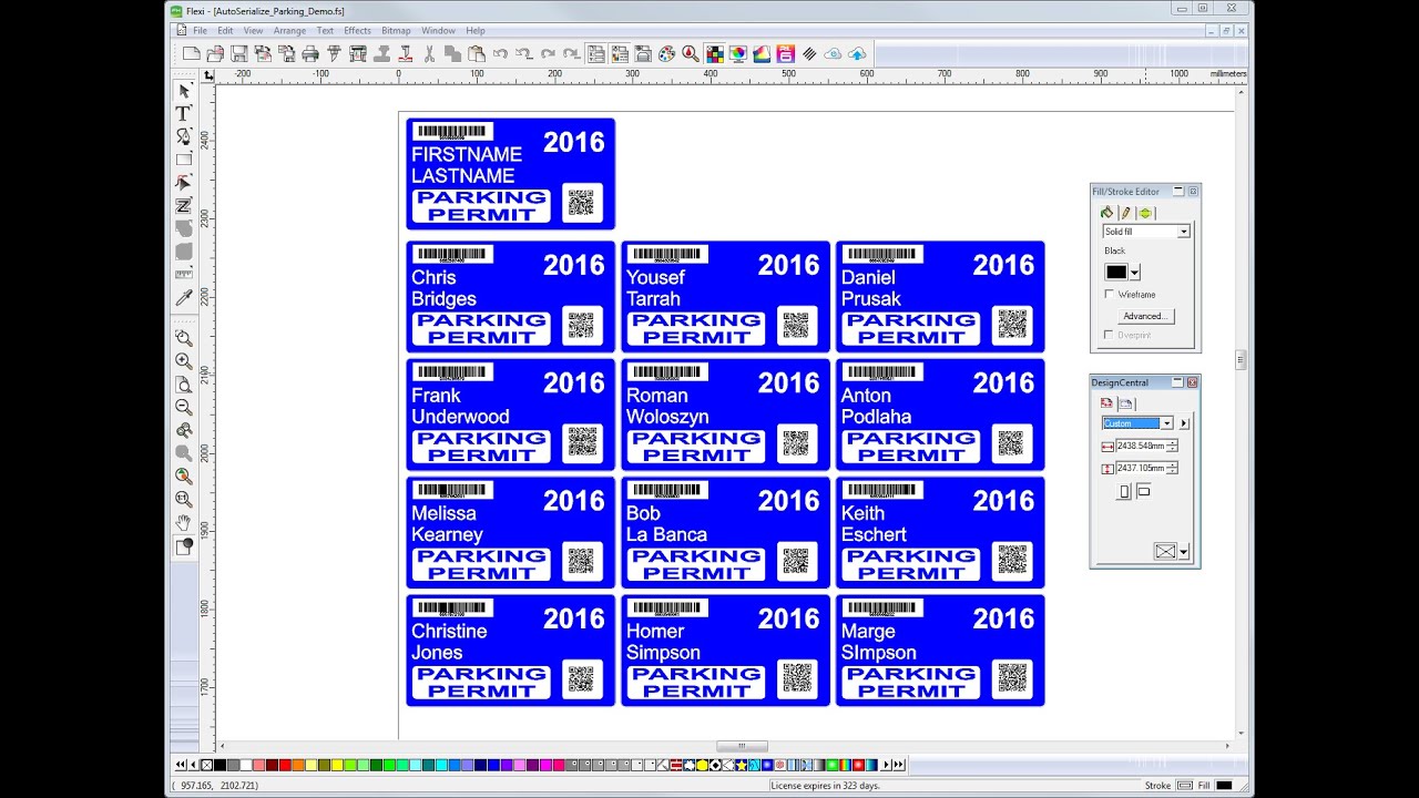 How to make a series of text, email addresses and QR codes in Flexi
