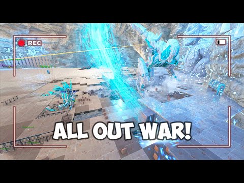 Ark PVP Raid Cam - 3 Tribes Fight Inside Another Tribes BASE TO WIPE IT!