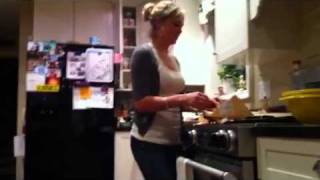 Caroline Byers making a sandwich