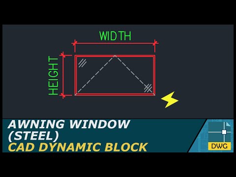 Awning Window (Steel): AutoCAD Dynamic Block (Elevation View)