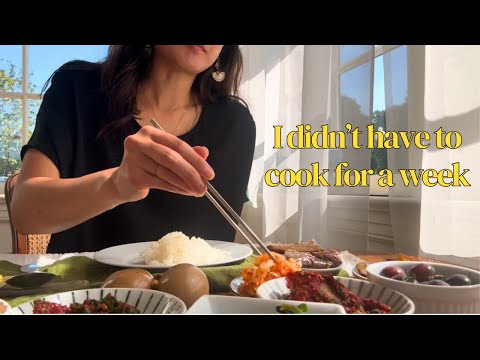 Assorted Korean Banchan (Namul, Radish Muchim, Pickled Radish, Quick Kimchi, Stir‑Fried Eggplant, Braised Potatoes, Soy‑Glazed Soft‑Boiled Eggs)