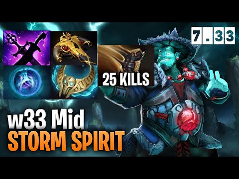 W33 Mid Storm Spirit - Dota 2 Pro Immortal Sniper Gameplay 7.33