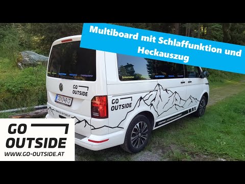 Multiboard mit Schlaffunktion und Heckauszug für VW T5, T6, T6.1 mit Schienensystem