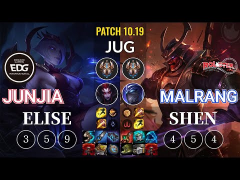 EDG JunJia Elise vs KT Malrang Shen Jungle - KR Patch 10.19