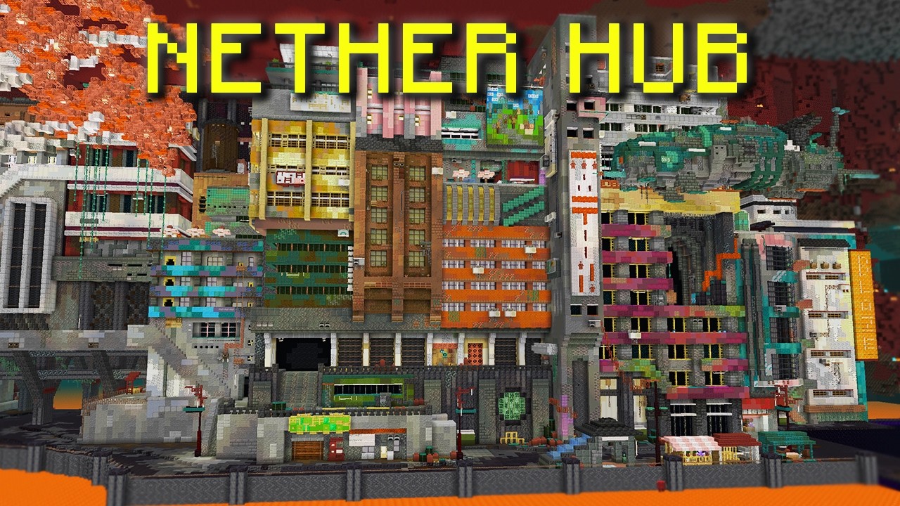 I Built a CYBERPUNK CITY in the NETHER in Hardcore Minecraft