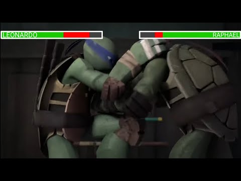 | LEONARDO VS RAPHAEL | FIGHT SCENE | WITH HELTHBARS | 2012 |
