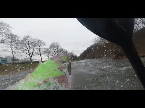 Kayaking through Freiburg; Dreisam 115 cm
