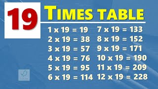 19 Times Table | Multiplication Table of 19 | Learn By Heart