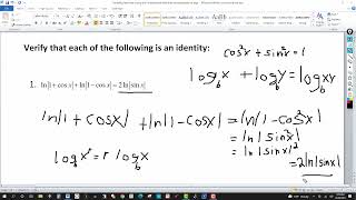 Verifying Trigonometric Identities Using the Fundamental Identities and Properties of Logarithms