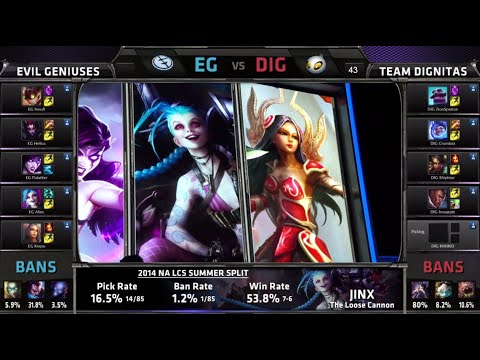 Evil Geniuses vs Dignitas | S4 NA LCS Summer split 2014 Week 9 Day 2 | EG vs DIG W9D2 G1 Full Game