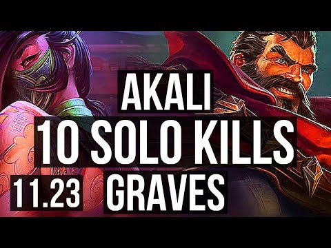 AKALI vs GRAVES (TOP) | 10 solo kills, Legendary, 17/5/12 | BR Master | 11.23