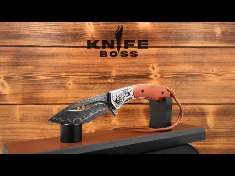 KnifeBoss lovecký zavírací damaškový nůž Bone VG-10