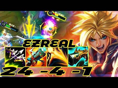 WILD RIFT EZREAL ADC GAMEPLAY | 24 -4 -1 MVP | EZREAL BUILD RUNES
