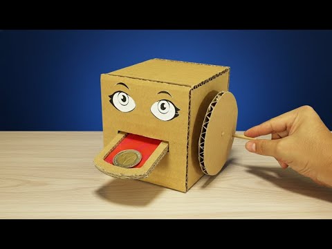 Crazy DIY Coin-Eating Box from Cardboard! | กล่องกินเหรียญสุดพีทจากลังกระดาษ!