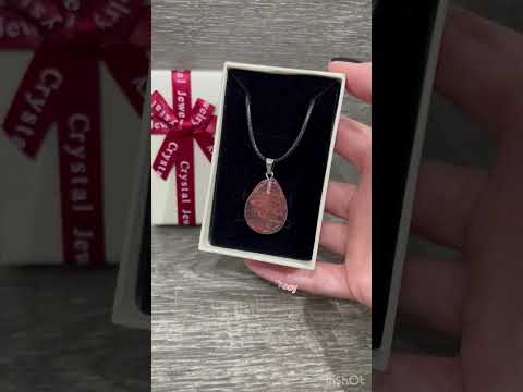 Подарок парню девушке натуральный камень Турмалиновый кварц кулон в форме капли на шнурке - фото 2 - id-p2444985675