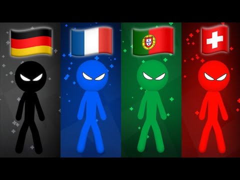Germany vs France vs Portugal vs Switzerland in the game Stickman Party | INTERNATIONAL GAMES ????️