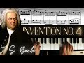 J.S. Bach: Two-Part  Invention No. 4 in D minor │ Classical Piano Lesson #1