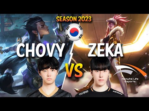 Chovy vs HLE Zeka - Chovy YONE vs Zeka AKALI Mid - Patch 13.23 KR Ranked