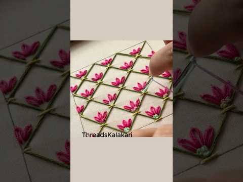 Hand Embroidery designs-Easy Embroidery Design #shorts #embroidery #flowerembroidery #satinstitch