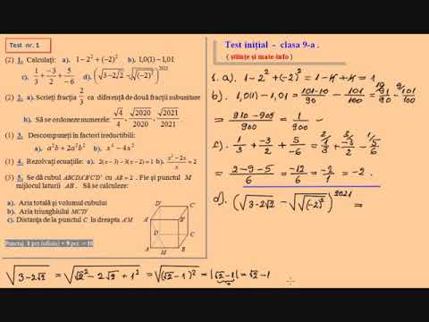 Test initial, clasa a IX-a (Mate-Info si Stiinte)