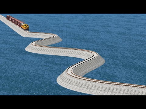 Impossible Snake Shape Rail Tracks Vs Trains Crossing - BeamNG.Drive