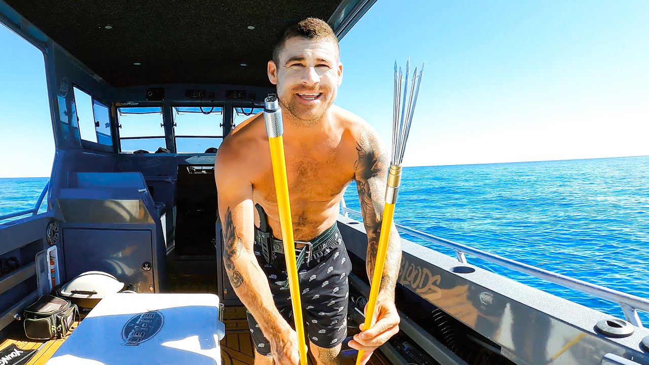 Solo BOAT CAMPING with $50 Spear to Catch Food - Crazy Fun FISHING Session - Cooking on Campfire