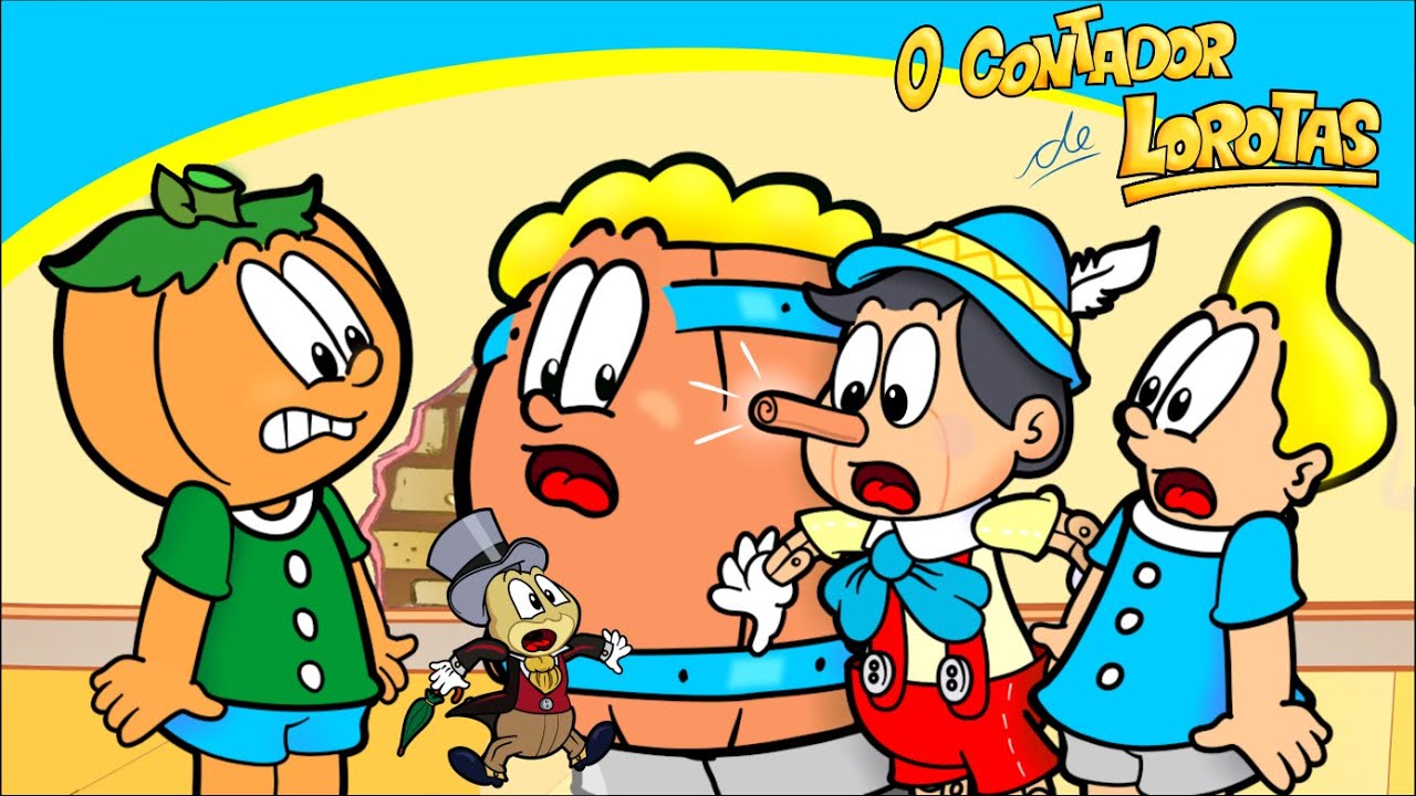 Pinóquio - O Contador de Lorotas - Barril, Rafa e Cabeção -Desenho com Bruxa, Fada e o Grilo Falante