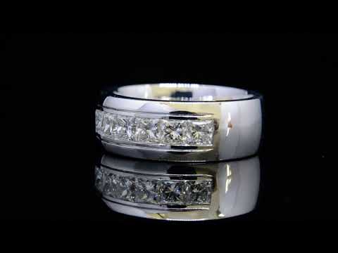 1.67 Carat Natural Princess Cut Comfort Fit  Diamond Men's Band