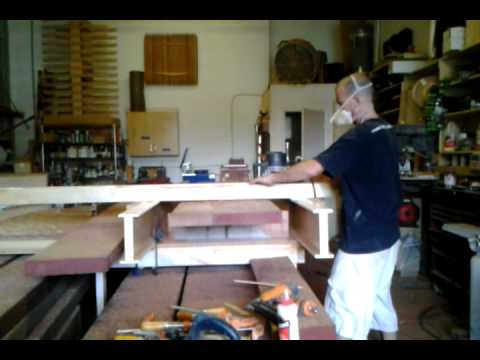Flattening a glued up plank of Sapele.