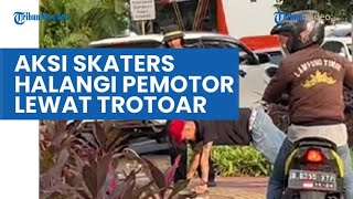 Aksi Pemain Skateboard Adang Pemotor saat Jalan di Trotoar, Lakukan Push Up untuk Cegat Pengemudi