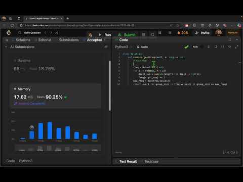 Easy Leetcode 1399 Count Largest Group Algorithm Hash Map Python3
